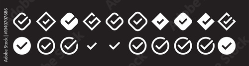 checkmark vector, checkmark icon set, approved symbol, checked checkbox mark, checkmark set, editable line.