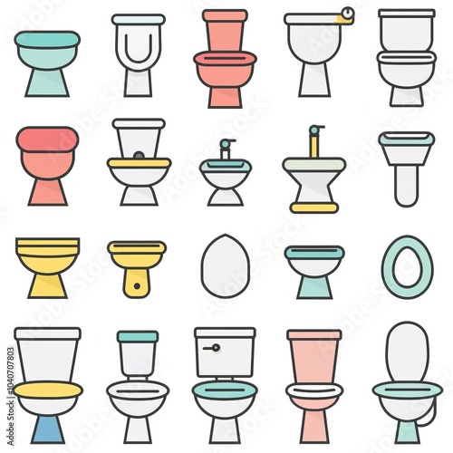 Wallpaper Mural Toilet bowl icon, wc sign, minimal restroom closet symbol, simple lavatory emblem on white Torontodigital.ca