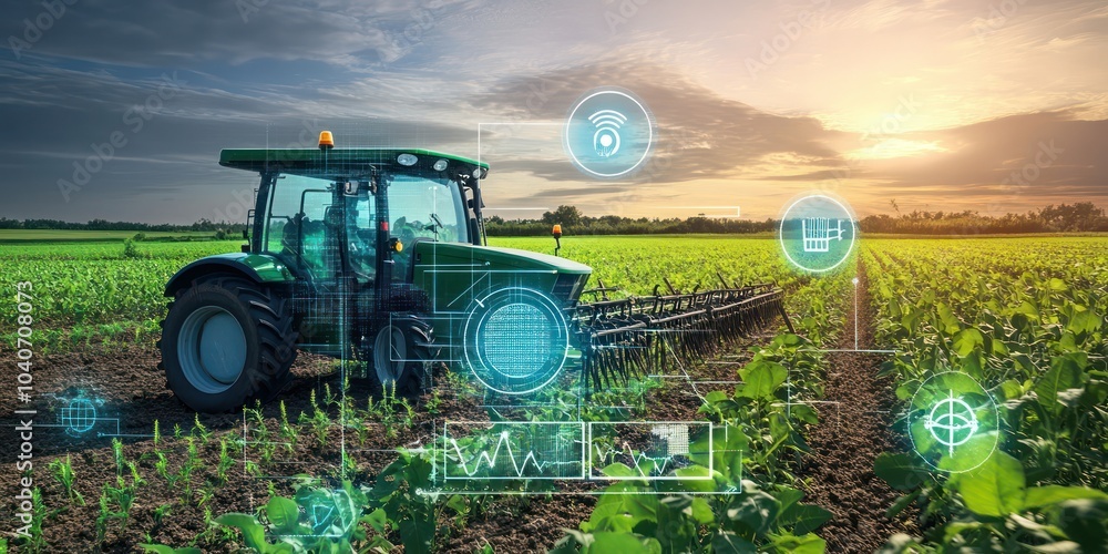 AI-powered dashboard providing crop health analytics in a modern farming setup AI-powered dashboard providing crop health analytics in a modern farming setup