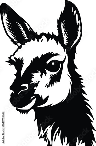 Wallpaper Mural Black silhouette of llama head Torontodigital.ca