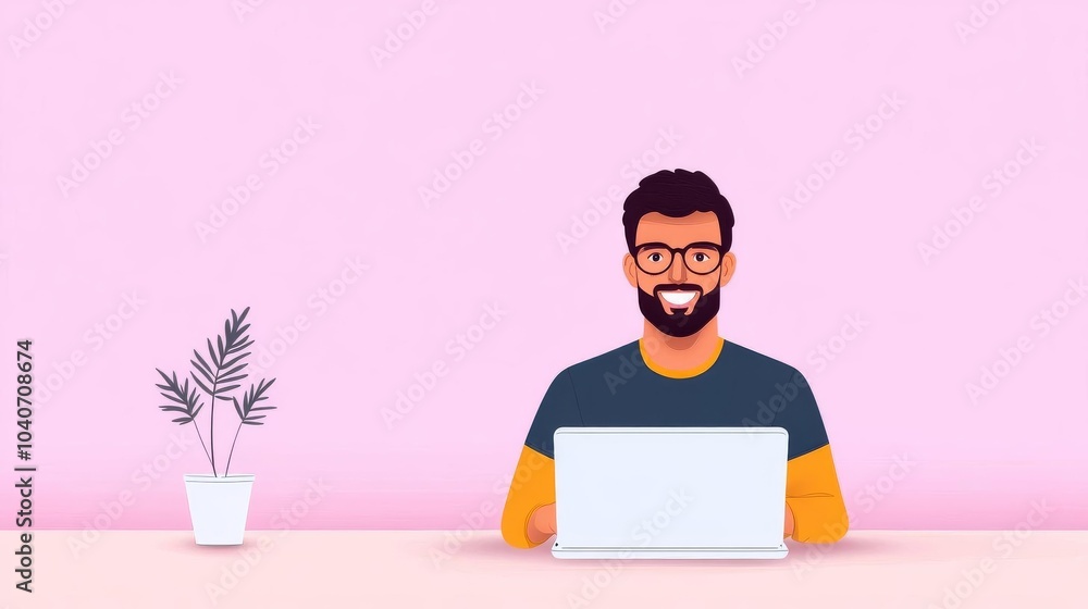 © Photo18@desing - Startup founder traveling for a business conference, working remotely on a laptop