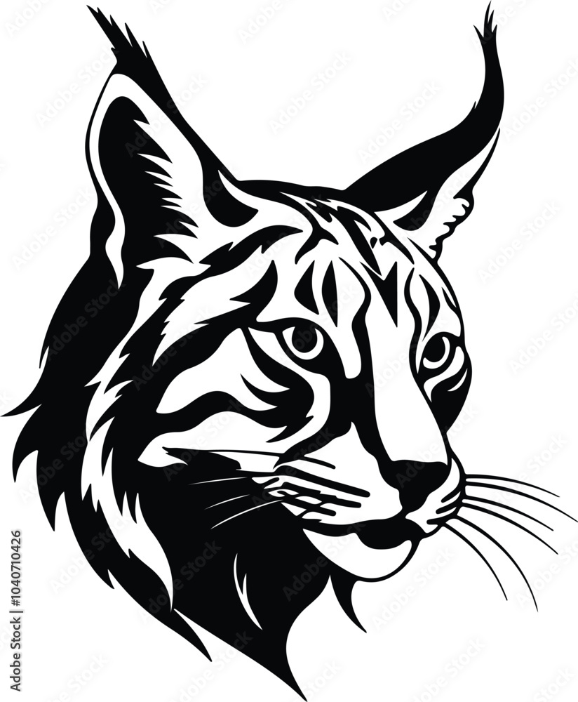 Black silhouette of lynx head Black silhouette of lynx head