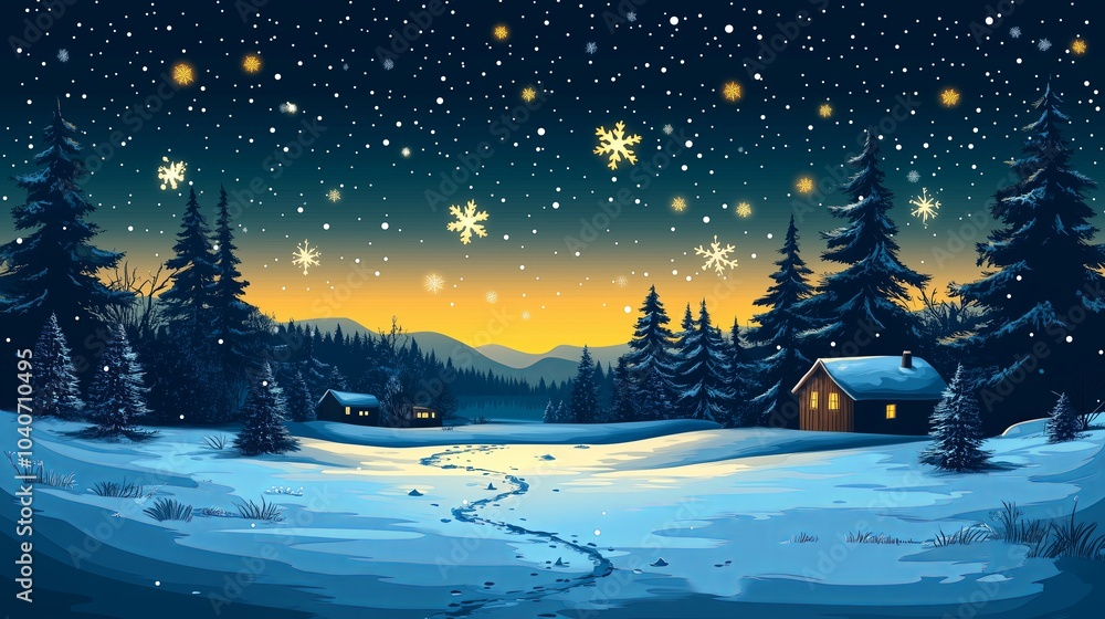 Naklejka premium Illustration of night sky full of stars