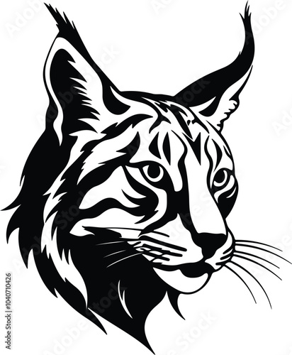Black silhouette of lynx head