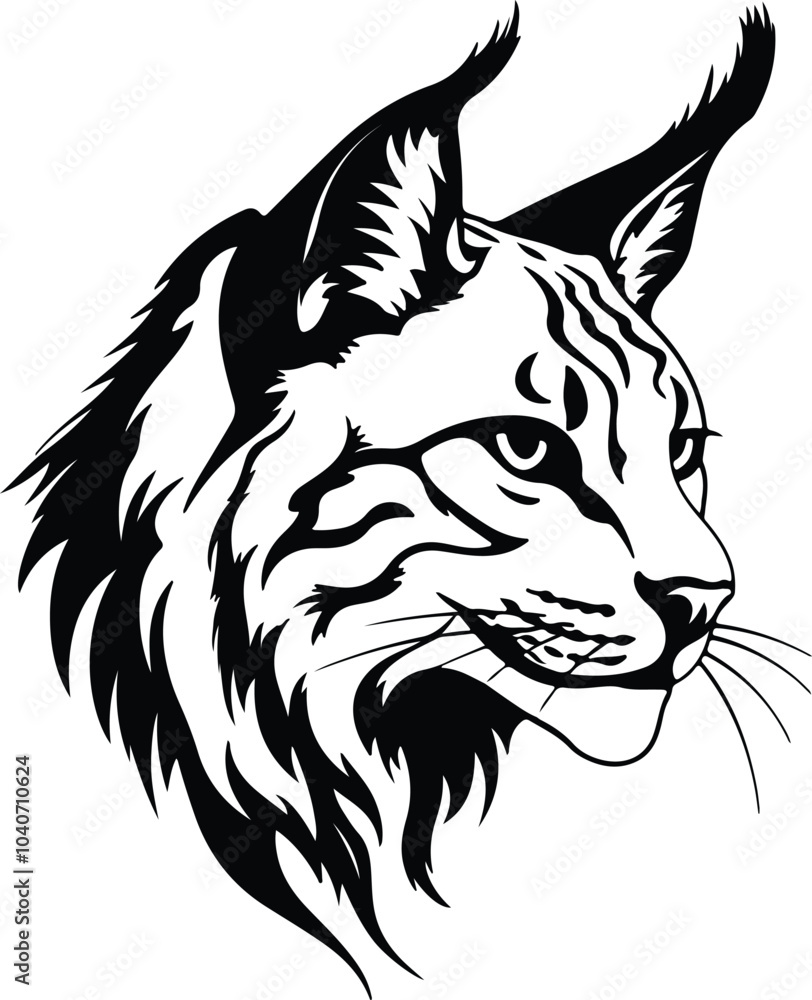 Black silhouette of lynx head Black silhouette of lynx head