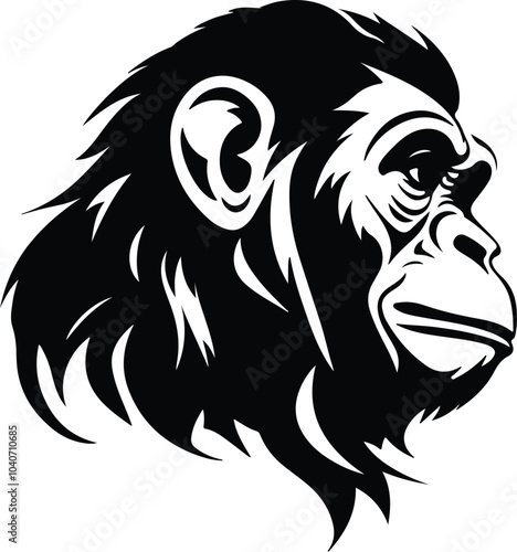 Black silhouette of macaque head