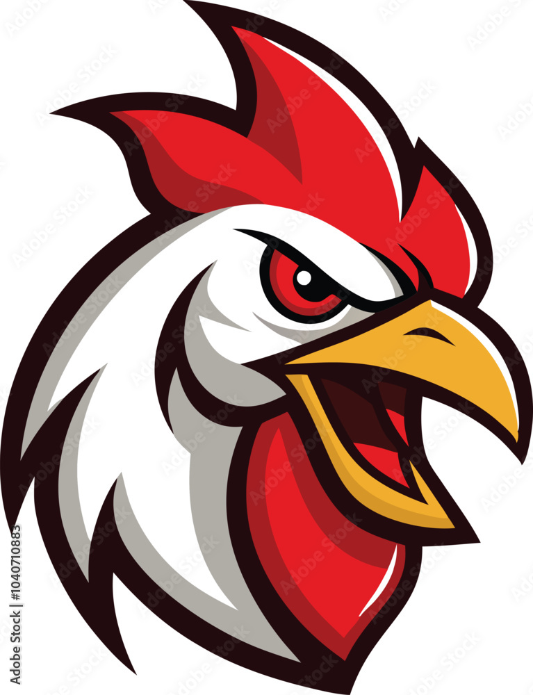 angry rooster head mascot logo white background . angry rooster head mascot logo white background .