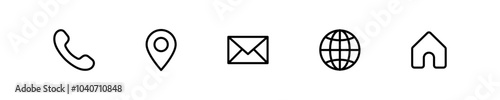 Contact us icon. Web icons set , home, call, email, address, location, globe, chat, send, message, mail, envelope, mobile, telephone, website, icon . communication contact icon. editable stroke