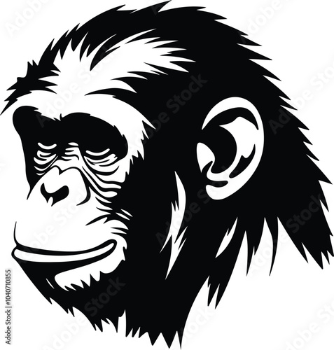 Black silhouette of macaque head