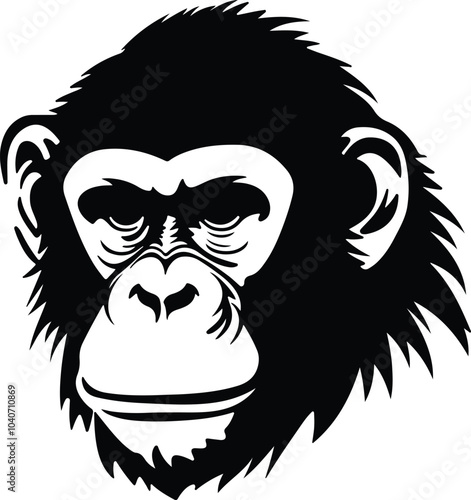 Black silhouette of macaque head