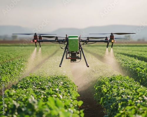 Automated drones monitoring crop health and spraying pesticides in real-time