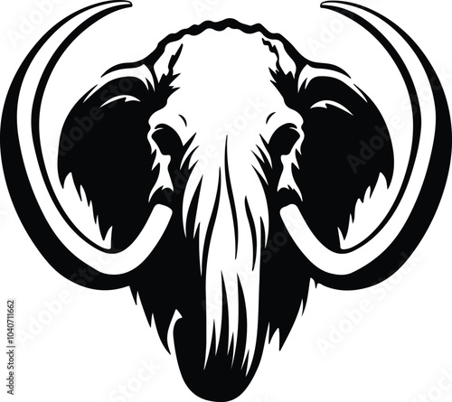 Black silhouette of mammoth head