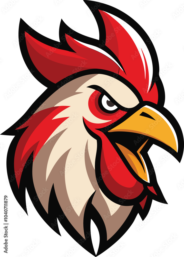angry rooster head mascot logo white background . angry rooster head mascot logo white background .