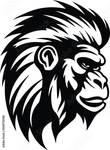 Wallpaper Mural Black silhouette of mandrill head Torontodigital.ca