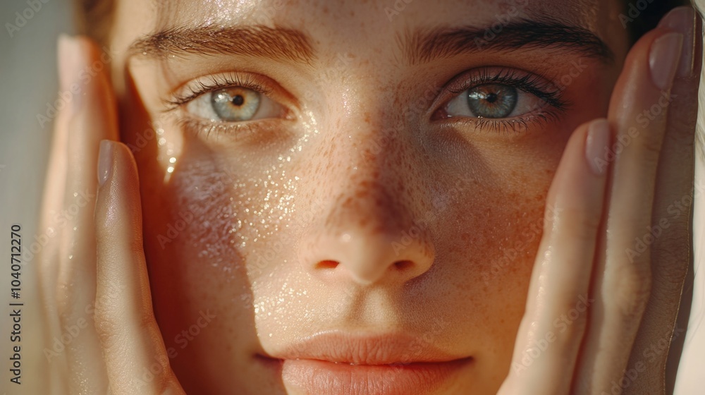 Naklejka premium Serene Beauty - Close-up Portrait of a Woman's Face