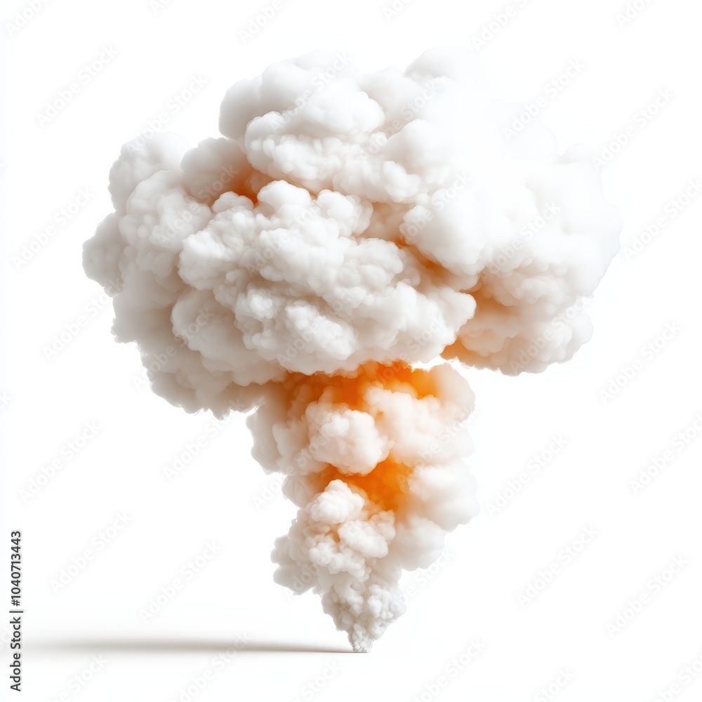 White smoke cloud with orange tint on isolated background. White smoke cloud with orange tint on isolated background.