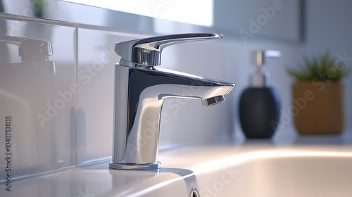 Minimalist Single Lever Faucet in Modern Design, generative ai