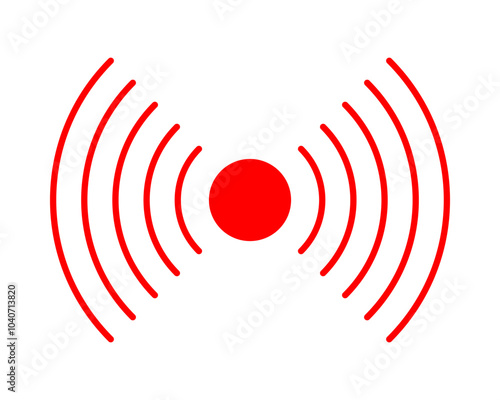 Pain localization icon. Sore or inflammation symbol. Pulse or headache sign. Shockwave, vibration, radar or sound signal pictogram isolated on white background. Vector flat illustration.