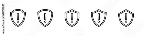 Shield exclamation mark icon or security shield warning or attention icon symbol. risk alert line icon vector. editable stroke