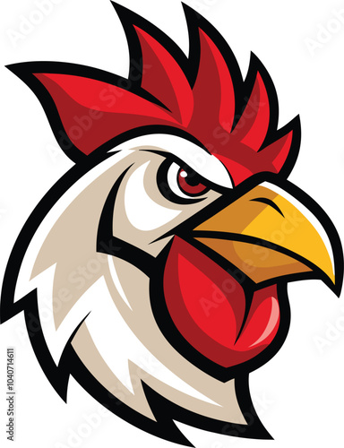 angry rooster head mascot logo white background .