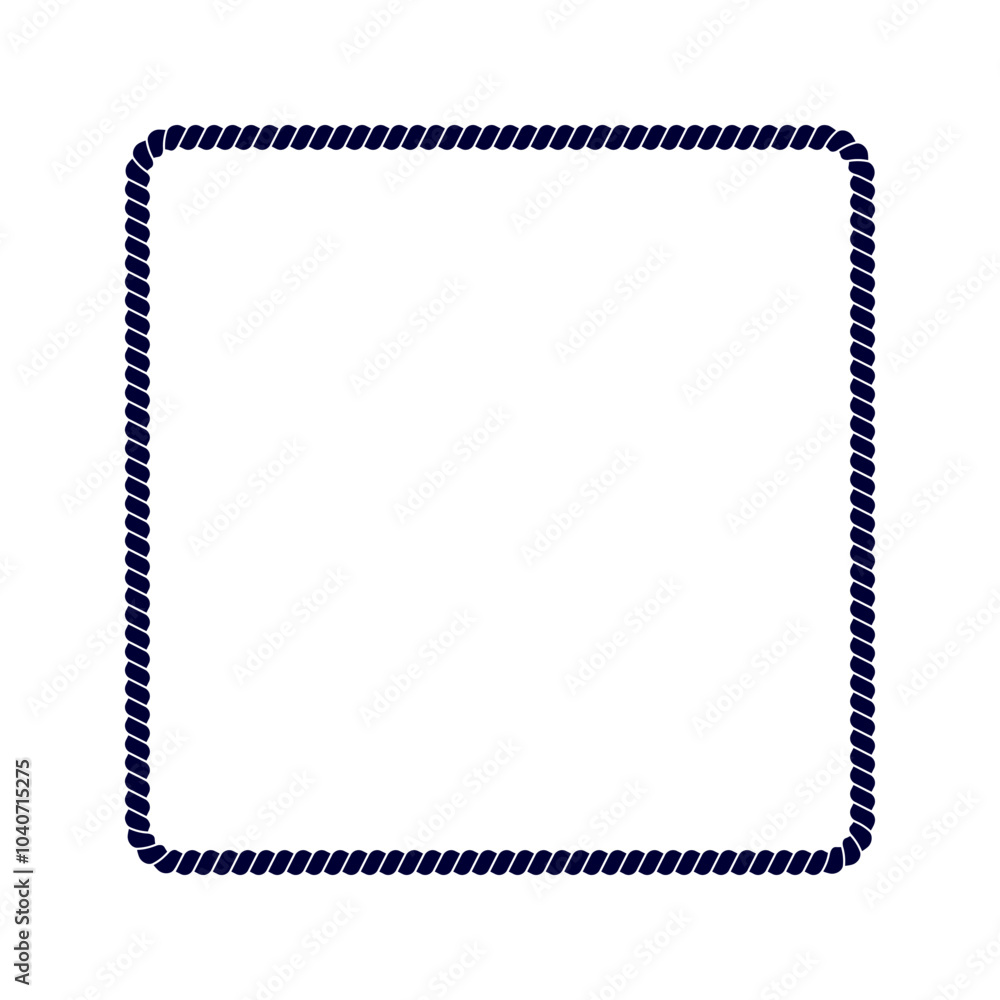 Square rope frame. Thread, hemp twine, jute or steel cable decoration elements. Maritime, yacht or nautical style, sea or ocean theme ornament. Vector graphic illustration. Square rope frame. Thread, hemp twine, jute or steel cable decoration elements. Maritime, yacht or nautical style, sea or ocean theme ornament. Vector graphic illustration.