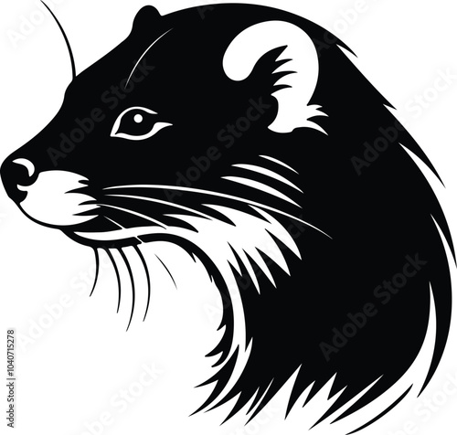 Black silhouette of mink head