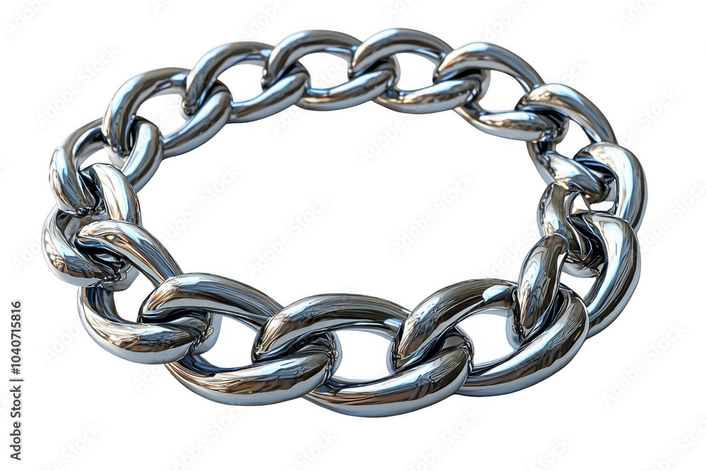 Fototapeta premium Grey chain bracelet isolated on transparent background, png file, no background png file