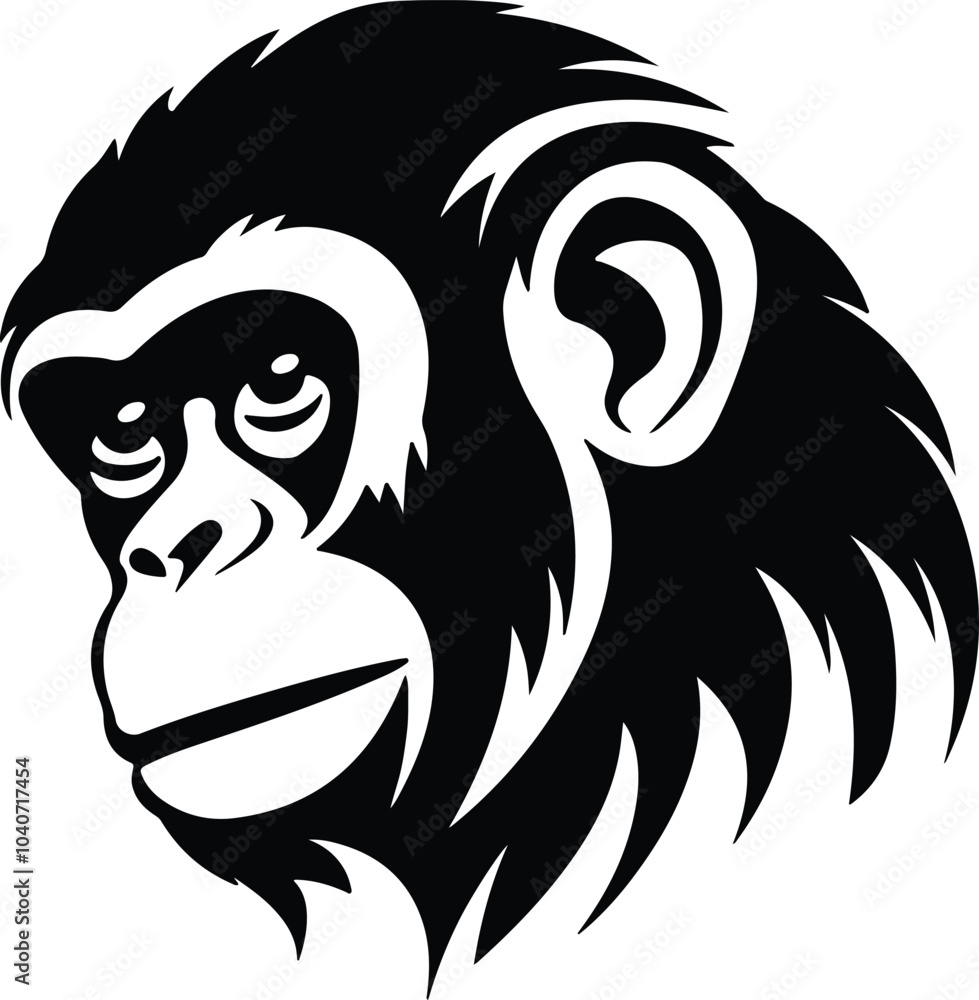 Black silhouette of monkey head Black silhouette of monkey head