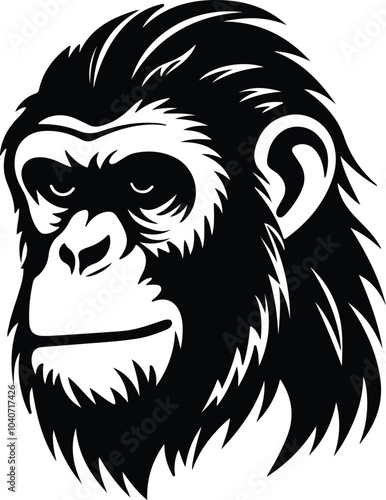 Wallpaper Mural Black silhouette of monkey head Torontodigital.ca