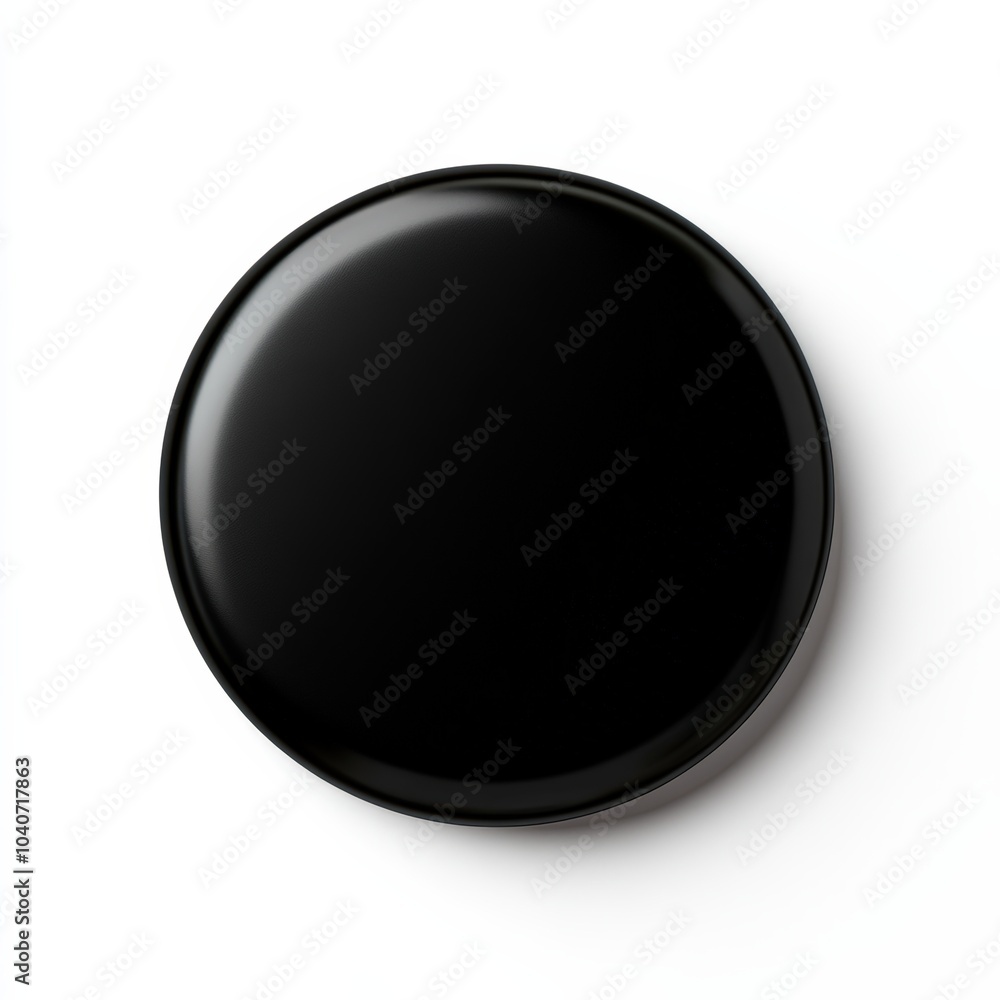 Black circular button on a white isolated background for design purposes. Black circular button on a white isolated background for design purposes.