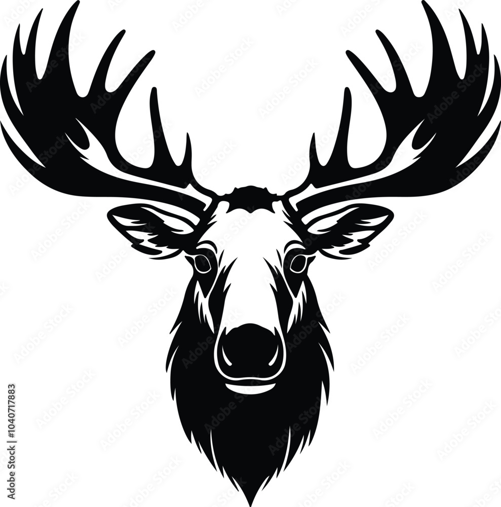 Naklejka premium Black silhouette of moose head