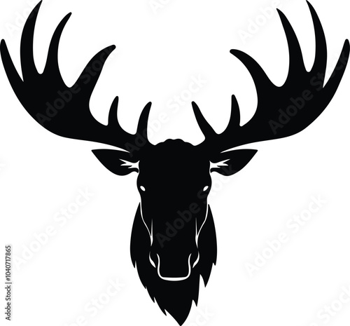 Black silhouette of moose head photo