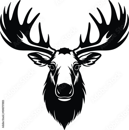 Black silhouette of moose head