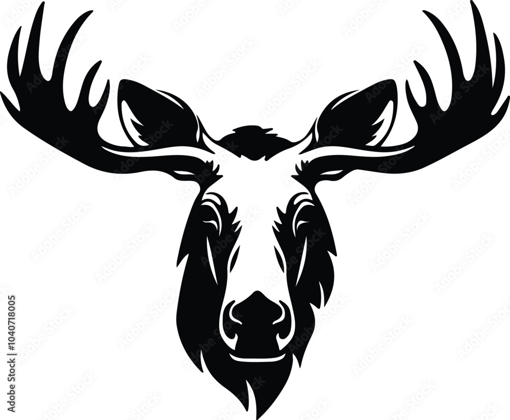 Obraz premium Black silhouette of moose head
