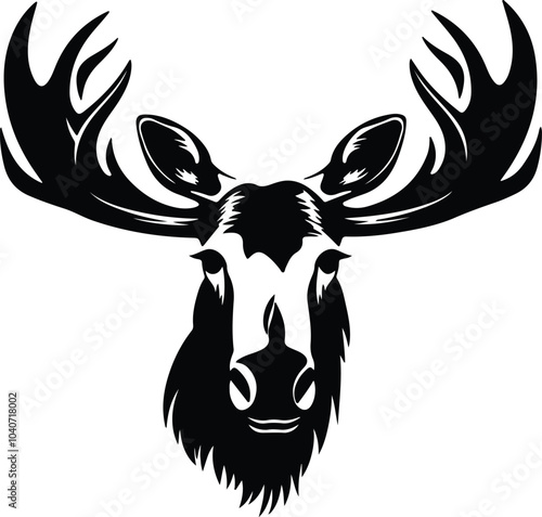 Black silhouette of moose head
