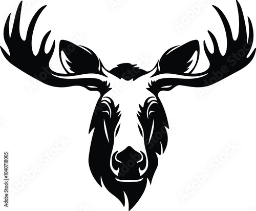 Black silhouette of moose head photo