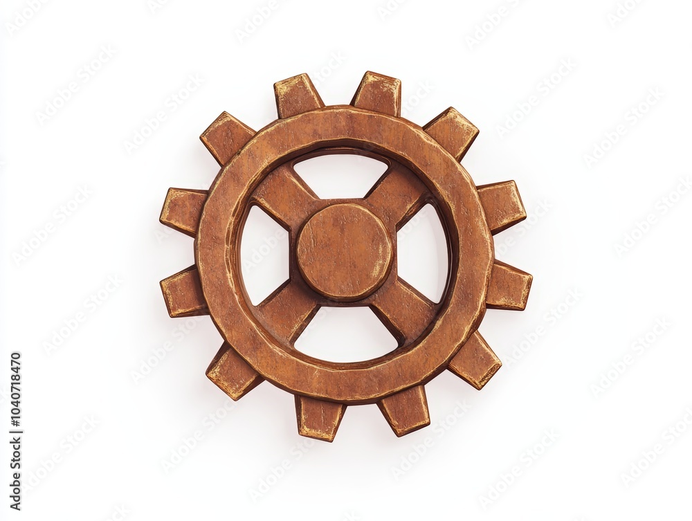 Copper gear isolated on a white background, symbolizing industry and machinery. Copper gear isolated on a white background, symbolizing industry and machinery.