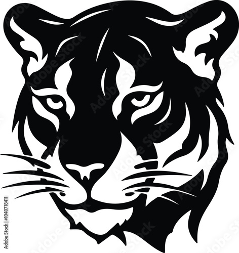 Wallpaper Mural Black silhouette of mountain lion head Torontodigital.ca