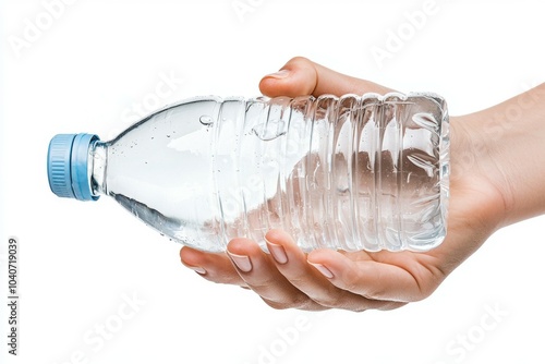 A person is holding a bottle of water