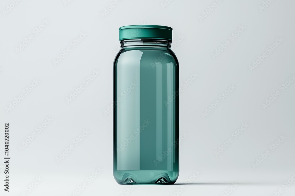 A clear jar with a green lid sits on a white background A clear jar with a green lid sits on a white background