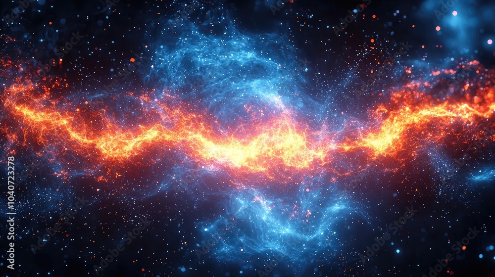 Fototapeta premium Abstract cosmic background with blue and red nebulae.