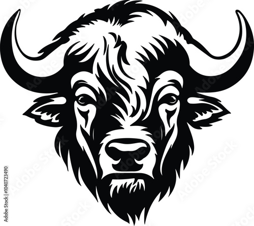 Black silhouette of buffalo head