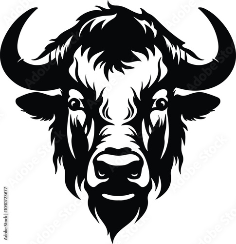 Black silhouette of buffalo head
