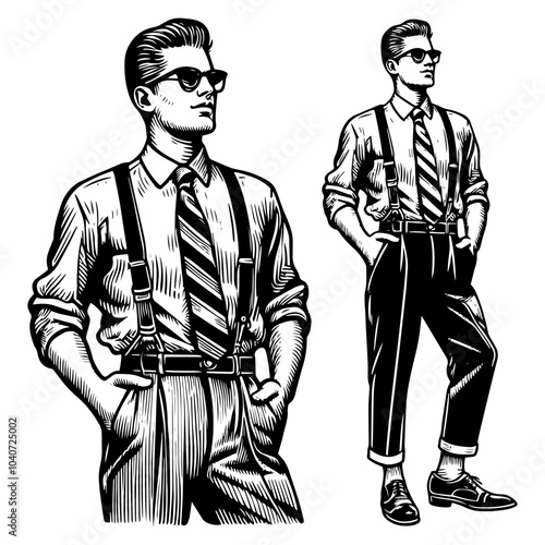 men in business suits. Vector, generative ai.