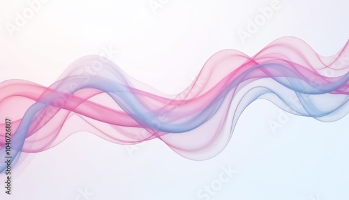 Abstract soft waves in pink and blue hues flowing elegantly on a light background