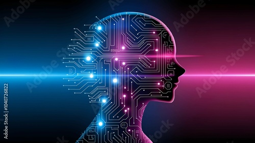 profile of human head with glowing neural connections and vibrant colors representing artificial intelligence futuristic technology and data processing