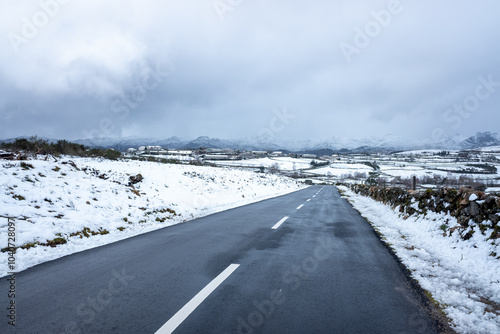 Snowy landscape near Pitoes das Junias, northern Portugal. Peneda-Geres National Park. Municipality of Montalegre photo