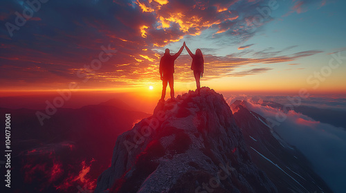 sunset, silhouette, mountain