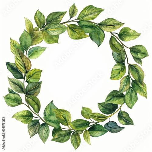 a wreath of green leaves