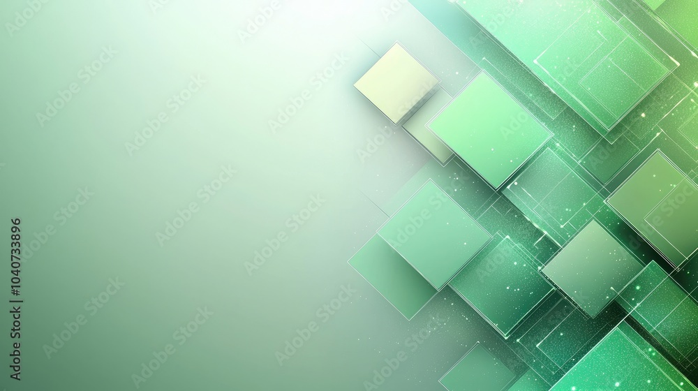 Naklejka premium Abstract green and white background with geometric shapes.